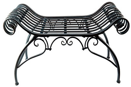 Mojawo Edle Sitzbank aus Eisen Gartenbank Antik Design Sitzbank im Landhausstil Farbe Grau
