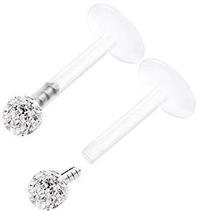 KJM FASHION 2 STK Flexibles Acryl Im Dunkeln leuchten Lippe 1,2 mm 16 g 8 mm 5/16 3mm Ferido Kristall Kugel Madonna Marilyn Monroe Snake Bite Ohrringe 2875