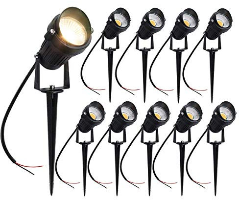 aulyun Pack de 10 Foco Jardin LED con Pincho COB 5W 220V Blanco Cálido Luz LED para Exteriores
