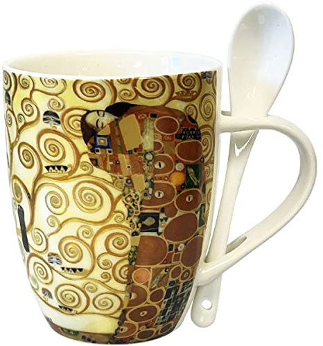 Klimt Mug L'Albero della Vita Cucchiaio Imballo Singolo, Ceramica, Multicolore, 1 unità (Confezione da 1)