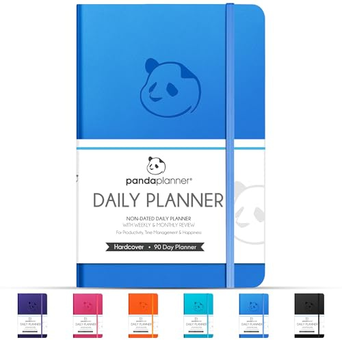 Panda-Planer 2022–2023, Hardcover, undatiert, Kalender und Dankbarkeitstagebuch zur Steigerung der Produktivität, Zeitmanagement und Glück, Tages-, Wochen- und Monatsplaner, 13,3 x 21 cm, Blau