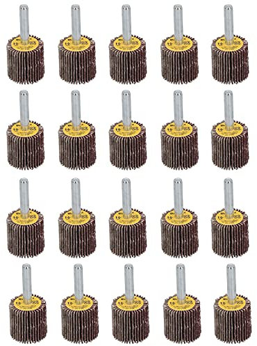 Lot de 20 disques abrasifs à lamelles Grain 80 25 mm Pour perceuses Tige 6 mm