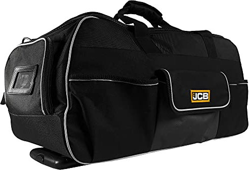 JCB 26 Power Tool Bag Trolley, Water-Resistant PU Base, Retractable Trolley Handle, Max. Capacity of 90L, Strong & Tough Tool Bag, 3 Year Warranty