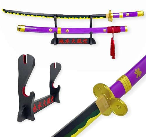 FÉENOMENN Katana One Piece Zoro Enma - Epée Lame Bois - Support Japonais Inclus