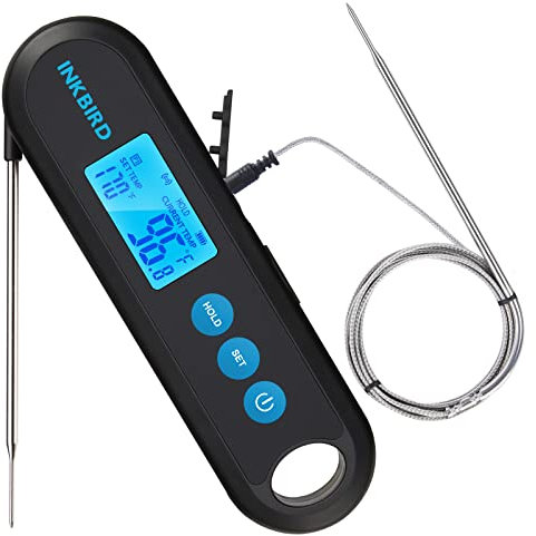 Inkbird Fleischthermometer Kabellos IHT-2PB, USB Wiederaufladbar Fleischthermometer Bluetooth mit 2 Externe Sonde, Magnetisch Bratenthermometer Küchenthermometer zum Grillen, Kochen & Backen