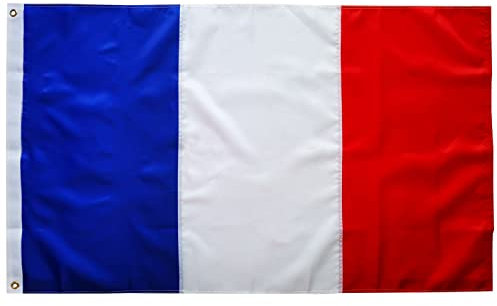 Drapeau francais 90x150cm-drapeau france avec œillets en laiton oxford 210D avec bandes cousues Qualité supérieure avec Couleurs Vives et Résistant à la décoloration, Pour l'extérieur et l'intérieur