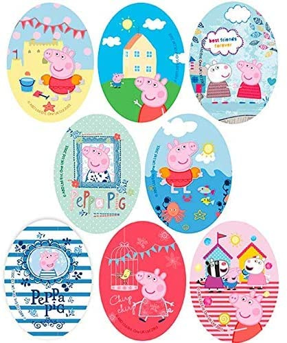 8 toppe serigrafate per bambini da stirare sui vestiti. Applicazioni termoadesive per riparare e decorare pantaloni, giacche, maglioni, zaini, ecc. (Peppa Pig)