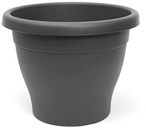 AC - Maceta Mediterránea - Plástico Resistente - Ideal para el Hogar, Plantas, Jardín, Decoración. - Cuidado de Plantas - Forma Redonda - Ø 20 cm - Color Gris