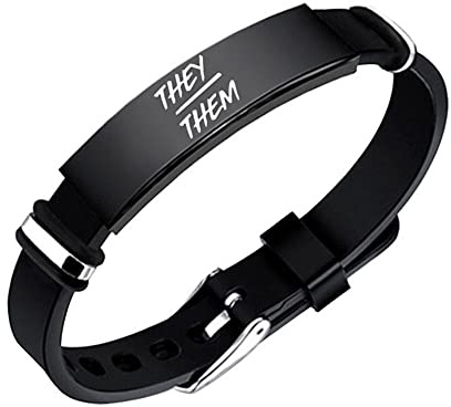 KBNSUIAN Elegante Pronomen Genders Identität She Her/He Him/Them They Silikon Armband Armreif LGBT Geschlecht Fluid Nichtbinär NB Stolz Übergangs Schmuck für Freunde Familie, Einstellbar