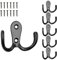 Ganchos para atornillar, 6 piezas, en negro, exterior 54 x 40 x 15 mm, ganchos dobles incl. tornillos para madera, ganchos para puertas, baño, cocina, pasillo, ganchos de metal para bricolaje