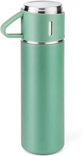 Bouteille isotherme à café en acier inoxydable avec tasse pour boissons chaudes et froides, 500 ml (vert mug, 500ml)