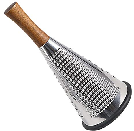 OFFSCH Manual Cheese Grater 3-Sided Stainless Steel Kitchen Tool with Wood Handle Multipurpose for Cheese Chocolate Melon and Fruit