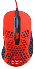 Xtrfy M4 RGB, ultralätt trådbunden gamingmus, ergonomisk design för högerhänta, toppmodern Pixart 3389-sensor, justerbar RGB-belysning, Kripparrian Red Edition