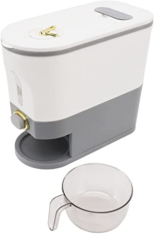 Miokycl Scatola dispenser di riso, contenitore ermetico per alimenti per cereali, grande capacità, per casa e cucina (grigio, S 5L)