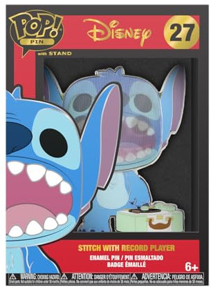 Funko Large Pop Enamel Pin Disney Lilo And Stitch Stitch With Record Player Disney Lilo & Stitch Spille Smaltate Spilla da Collezione Carina per gli Zaini & Borse Idea Regalo
