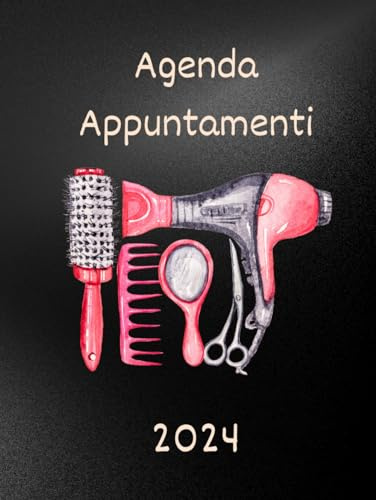 Agenda parrucchieri per appuntamenti 2024: Un giorno per pagina A4 | Intervalli di 30 minuti | 12 mesi da gennaio a dicembre 2024.