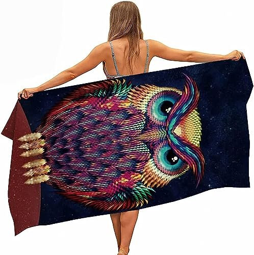 Telo Mare Grande Microfibra Asciugamano Da Spiaggia Gufo Animale Teli Mare Asciugatura Rapida Leggero Coperta Da Viaggio 70 X 150 Cm Terreno Per Palestra Yoga Nuoto Campeggio -1C7E