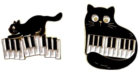 2 x Klavier Anstecker Musik Anstecknadel Musikkatze Anstecker Keyboard Brosche Musik Brosche Klavier und Katze