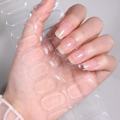 Ceboic 22PCS UV Gel Strips - Nagelfolien UV Härtend French Nagellack Streifen - Selbstklebende Nagelaufkleber Salonqualität - Schnelle & Einfache Anwendung (Kristall Klar)