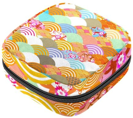 RODAILYCAY Damenbinden-Aufbewahrungsbeutel für Damen, große Kapazität, Menstruationspad-Tasche, niedliche Miau-weiße Katzen, Menstruationstaschen, Tampon-Sammelhalter, Geldbörse