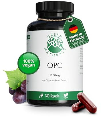 OPC - Hochdosiert: 1250mg Traubenkernextrakt mit 1000mg OPC je Tagesdosis - Vegan & ohne Zusatzstoffe - Green Naturals®