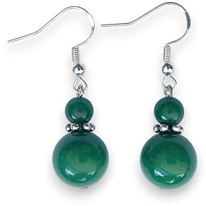 ASTER ALHELÍ - Pendientes Mujer Plata de Ley 925 con Jade Colores - Pendientes Colgantes Mujer con Piedras Naturales - Amuleto Protección Ideales para Regalo Original