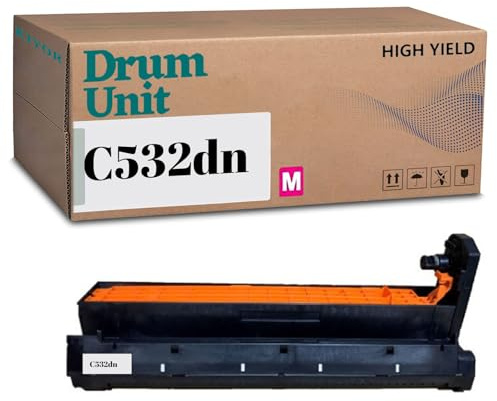 KIYOR C532 Drum Unit Compatible for OKI 46484101 46484102 46484103 46484104 ,High Yield Work with C532 C532dn MC573 MC573dn Image Drum (1Magenta)