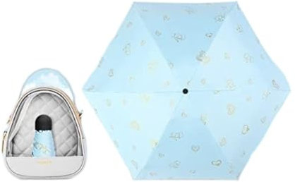 HAODUOO Folding Umbrellas Mini Women's Umbrella Light Five-folding Sun Rain Portable Pocket Umbrella Women Sunshade Umbrellas Luggage Travel Gear