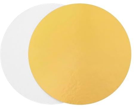 Monouso | 10 Bases para Tartas de Cartón, 18cm, Oro/Blanco, Soporte para Pasteles, Reversibles, Discos para Tartas, Cocina, Repostería, Reciclable.