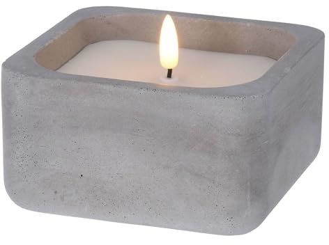 WELL HOME LED-Kerze, quadratisch, Grau, 12 x 12 x 6,5 cm
