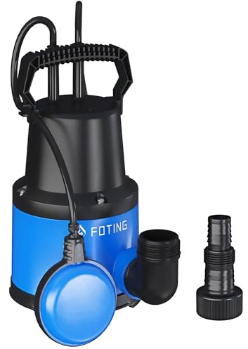 FOTING Tauchpumpe 400 W, 8000 l/h, Förderhöhe max. 8 m, Eintauchtiefe max. 7 m, einstellbarer Schwimmerschalter, Thermoschutz, für Pool und Keller