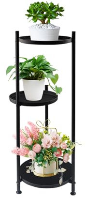 mumisuto 3 Etagen Blumenständer,84cm Metall Pflanzenständer Blumenregal,Pflanzenregal Ecke Pflanzenhalter,Rund Blumentreppe Pflanzentreppe Plant Stand für Draußen Innen Garten Balkon Wohnzimmer