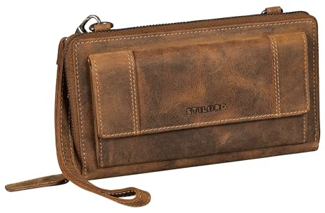 STILORD Marigold 3-in-1 Echt Leder Portemonnaie Damen - Handytasche zum Umhängen - Crossbody Bag Umhängetasche Clutch Schultertasche Geldbörse Groß 18 Kartenfach RFID Farbe:perugia-braun
