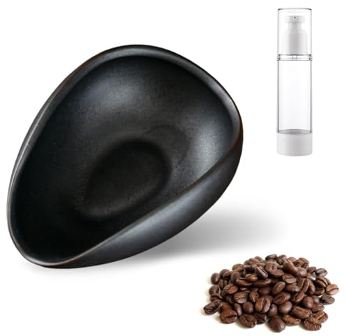 Ensemble de verres doseurs de grains de café et flacon pulvérisateur, bol doseur de café en céramique, noir, accessoire pratique pour expresso pour les baristas, les amateurs de café et de thé