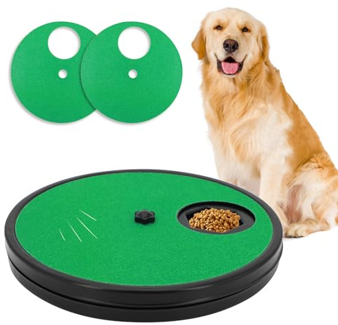 Ykall Rascador de Uñas para Perros 3 en 1 – Almohadilla Redonda Giratoria con Caja para Golosinas, Juguete Interactivo Lima de Uñas para Perros Pequeños y Grandes – Incluye Papeles de Lija