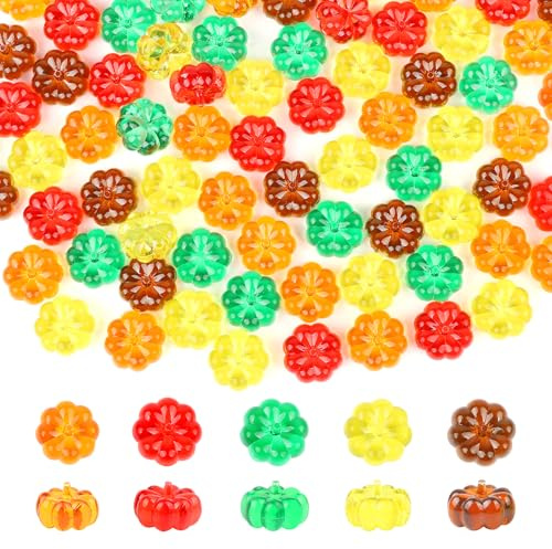 YiYa 80 Pièces Mini Citrouille Décorations Citrouilles Acryliques Fausse Citrouille Artificielle pour Thanksgiving Récolte d'automne, Halloween Décoration Remplissements de Vase