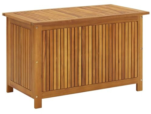 HUAKEHOM Akazienholz Massiv Garten Aufbewahrungsbox Auflagenbox Kissenbox Gartenbox Gartentruhe Kissentruhe Gartenmöbel Truhe Box Kiste 90x50x58 cm Massivholz Akazie