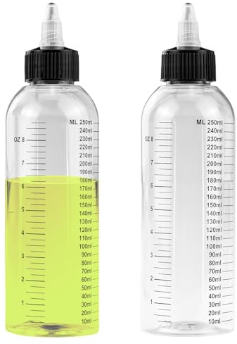 2 Botellas Exprimibles De 250 Ml Con Graduación, Dispensador De Aceite Transparente, Botellas Con Tapa De Punta, Botella De Plástico Multiusos Para Condimentos Líquidos Salsa Aceite Vinagre De Soja