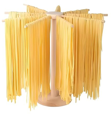 XIONGXIAOZHI Séchoir à Pâtes- 9 Bras Amovibles, Pliable en Bois, Support pour 4,5 kg - Idéal pour Spaghetti et Pâtes Fraîches Maison - Séchage Pratique et Réutilisable