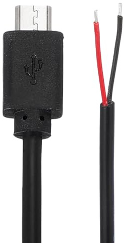 sourcing map 1M/3.3Ft Micro USB Male Plug Bare Wire Pigtail Cable, 22AWG 12V 3A USB Plug to 2 Pin Bare Wire Open End Connector Plug for DIY Mouse Keyboard Fan Equipment Replace Repair 2 Pcs