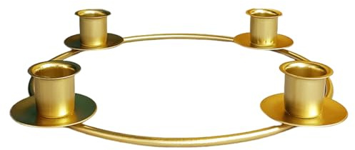 Candeladores de cañas con cónicas, candelabro de Corona de adviento para 4 Velas de 8.5 Pulgadas de Soporte de Navidad Redondo Soldado Pintados de Oro Resistente al óxido para Mesa de Comedor, Oro