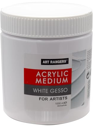 Artist Acryl Gesso 1000ml weiß – Grundierung Primer für Leinwand & Holz | Weißes Acryl Gesso für Leinwand, Holz, Papier & Keramik. Schnell trocknend, griffig, rissfrei & wasserbasiert