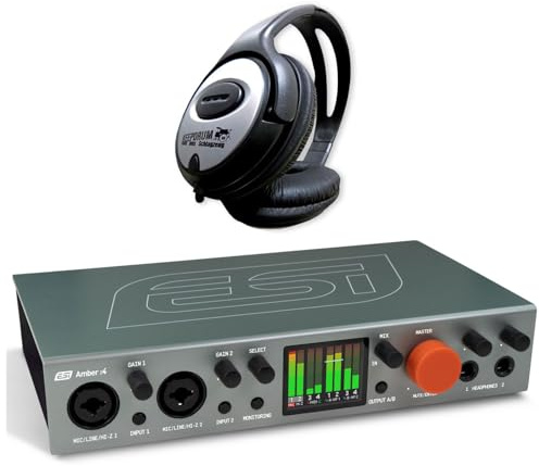 ESI Amber i4 4x4 Channel USB Audio Interface with Keepdrum Headphones