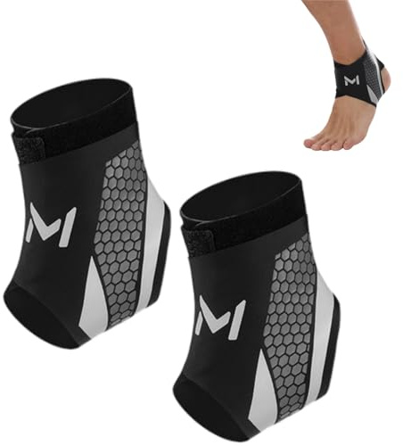 Xiyocadt 2 Stück Knöchelbandage Sprunggelenkbandage Fußgelenkbandage | Professionelle Einstellbare Flexibel Unisex Bandagen Gegen Umknicken Bänderriss Knöchelschutz (Schwarz und Weiß)