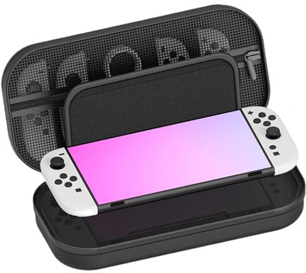 Handheld Game Console Case – Portable Player Bag, Travel Protective Carrying Case | PU Waterproof Storage 29.5x14.5x7cm Black Electronic Device Holder for Teens Kids Adults Friends Travel Daily