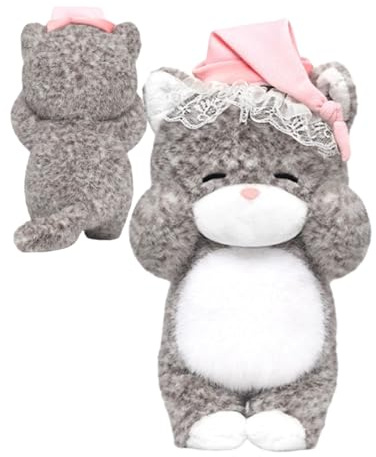 Chat en Peluche – Chat, Coussin Câlin pour | Jouet Endormie Mignonne, Câlin, Tissu De Bonne Qualité, Léger, Décor De Pépinière Cadeau pour, Récréation, Compag