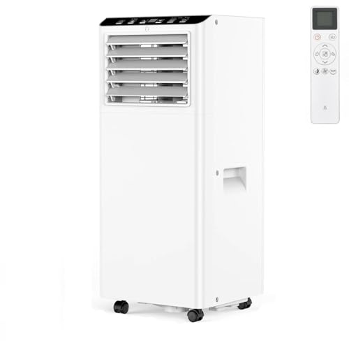 10000 BTU Mobile Air Conditioner, A++ Energy Rated Portable Air Conditioning Unit with R290, 4‑in‑1 Mobile AC – Room Cooling, Dehumidifier, Fan, Follow‑Me, Approx. 52 dB (White, 7000BTU)