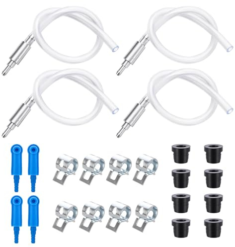 Guslcez 4 Pack Brake Bleeder Hose Kit with One Way Check Valve - Universal Brake Fluid Bleeder Hose, One-Way Valve Prevents Air Backflow for Car Motorcycle Hydraulic Brake Bleeding Tool