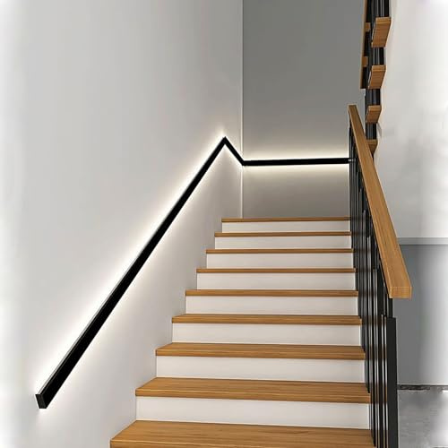 Luz De Pasamanos Led Para Escaleras, Barra De Apoyo Con Sensor De Movimiento Montada En La Pared Para Escalones Interiores, Pasillo Y Pasillo De Villa (100/150 Cm) black 150CM