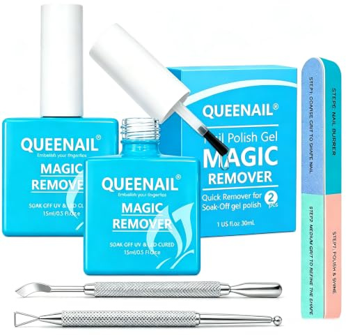 2 Pezzi*15ML Magic Remover Semipermanente, Gel Nail Polish Removers, Togli Unghie per Smalto in 3-5 Minuti, Non fa Male alle Unghie, Blu lago